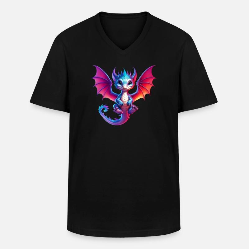 Drache - Männer-T-Shirt mit V-Ausschnitt - Schwarz