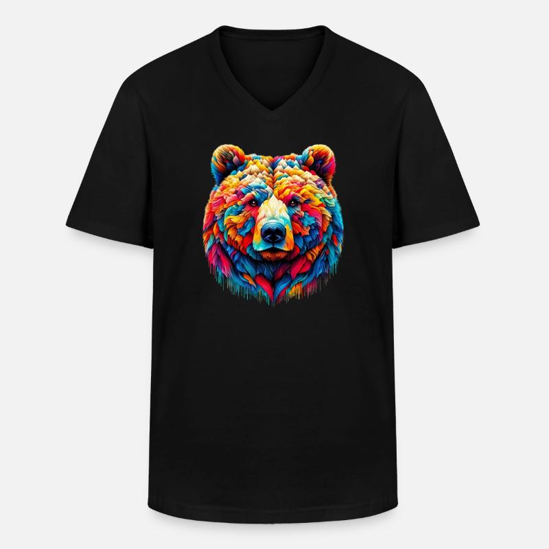 Bär - Männer-T-Shirt mit V-Ausschnitt - Schwarz