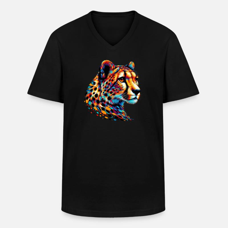 Gepard - Männer-T-Shirt mit V-Ausschnitt - Schwarz