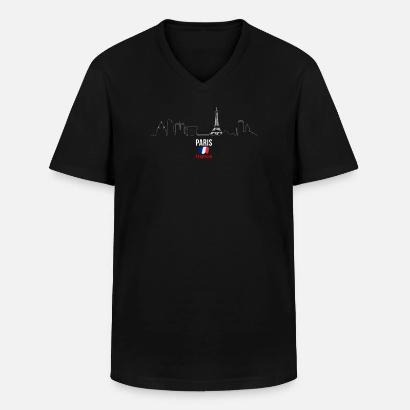 Paris Skyline Linie Kunst - Männer-T-Shirt mit V-Ausschnitt - Schwarz