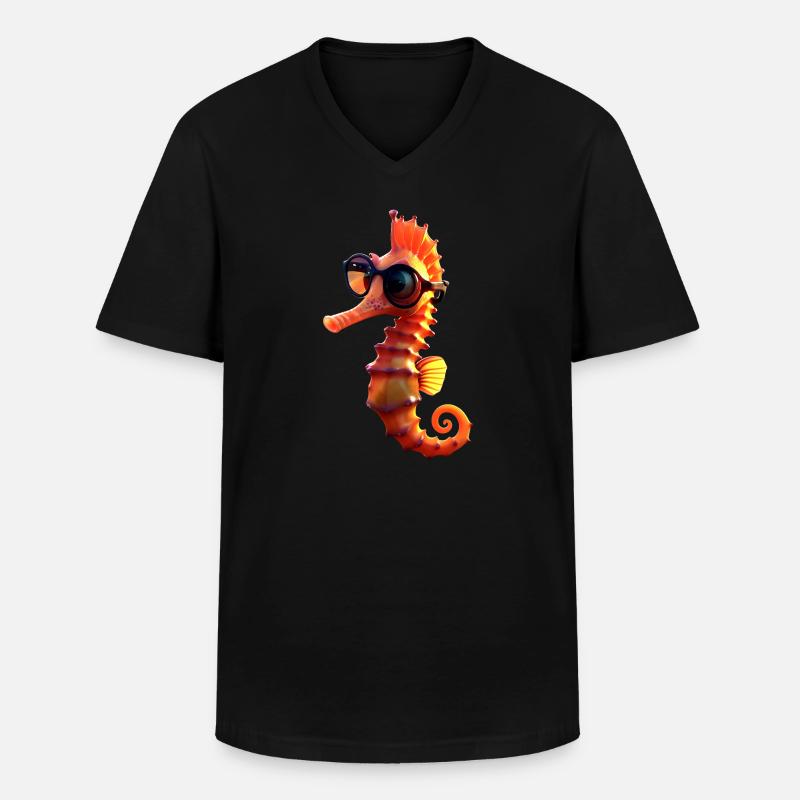 Seepferdchen Aquarist Angler Süßes Seepferdchen - Männer-T-Shirt mit V-Ausschnitt - Schwarz
