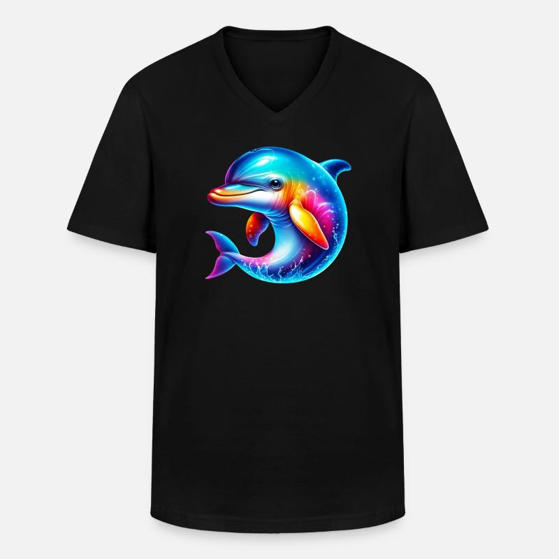 Delfin - Männer-T-Shirt mit V-Ausschnitt - Schwarz