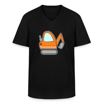 Excavatrice Chantier Conducteur d’excavatrice - T-shirt col V Homme - noir - Devant - AI Model Male 178 dark (178cm)