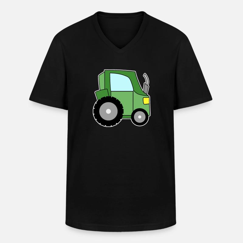 Traktor grün - Männer-T-Shirt mit V-Ausschnitt - Schwarz