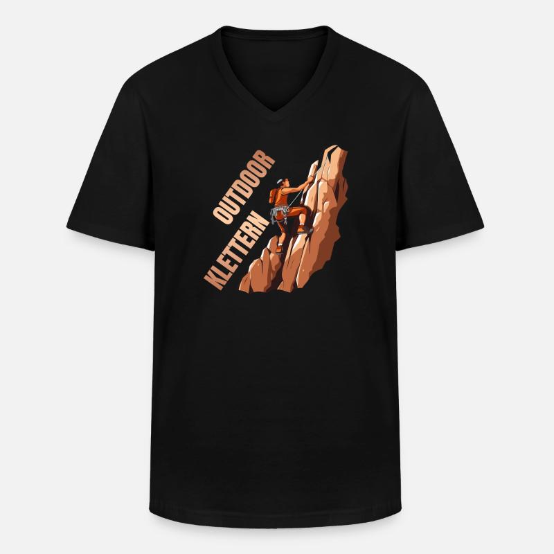 Outdoor Klettern - Männer-T-Shirt mit V-Ausschnitt - Schwarz