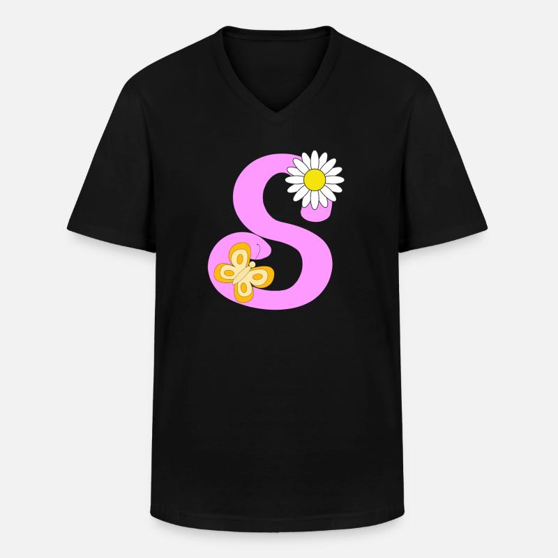 S Buchstabe - Männer-T-Shirt mit V-Ausschnitt - Schwarz