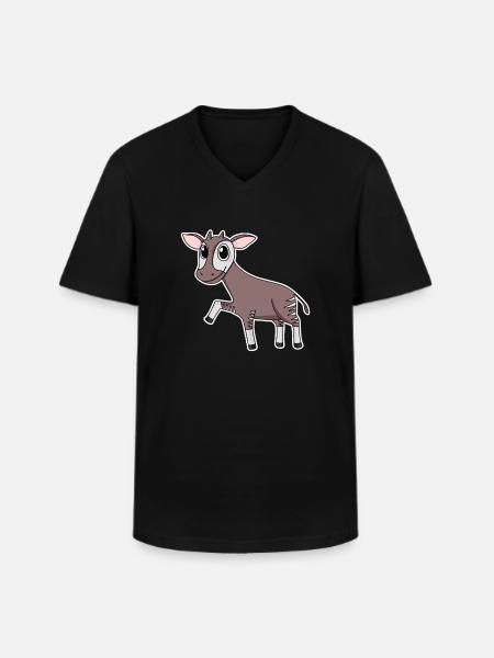 Okapi forest giraffe motif - Men's V-Neck T-Shirt - black