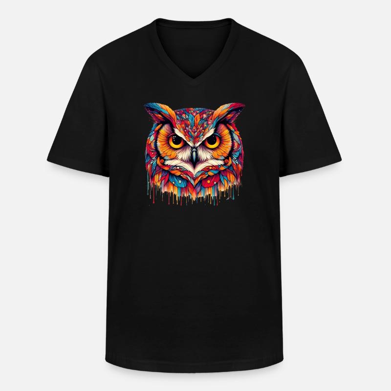 Eule - Männer-T-Shirt mit V-Ausschnitt - Schwarz