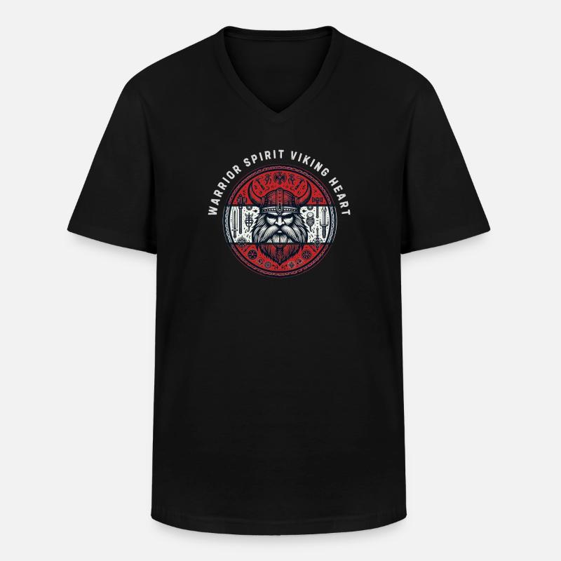 Wikingerherz-Krieger-Emblem - Männer-T-Shirt mit V-Ausschnitt - Schwarz