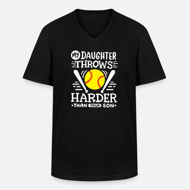 Softball Mama Papa - Männer-T-Shirt mit V-Ausschnitt - Schwarz