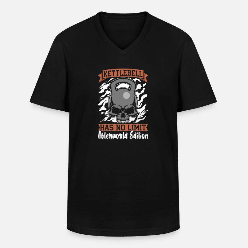 Kettlebell Schädel - Männer-T-Shirt mit V-Ausschnitt - Schwarz