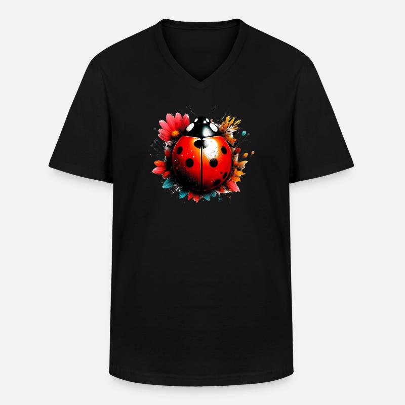 Marienkäfer - Männer-T-Shirt mit V-Ausschnitt - Schwarz