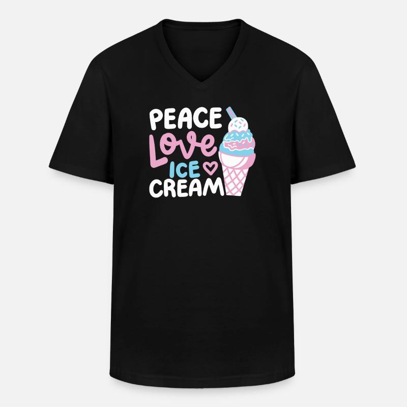 Eiscreme Eisliebhaber - Männer-T-Shirt mit V-Ausschnitt - Schwarz