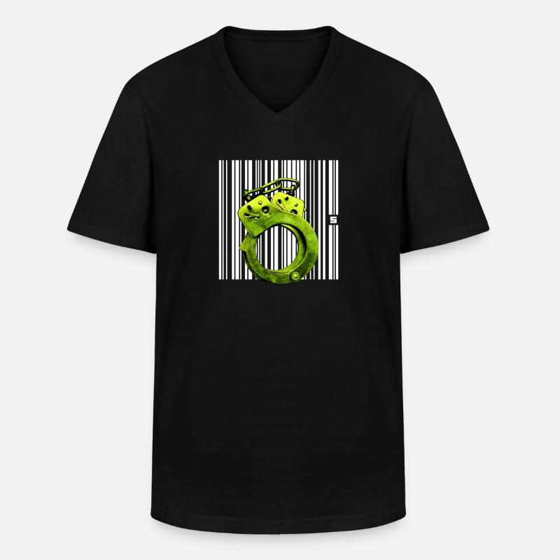 SPOT - STATUS - Männer-T-Shirt mit V-Ausschnitt - Schwarz