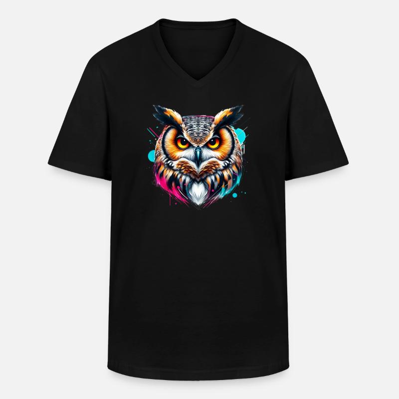 Eule - Männer-T-Shirt mit V-Ausschnitt - Schwarz