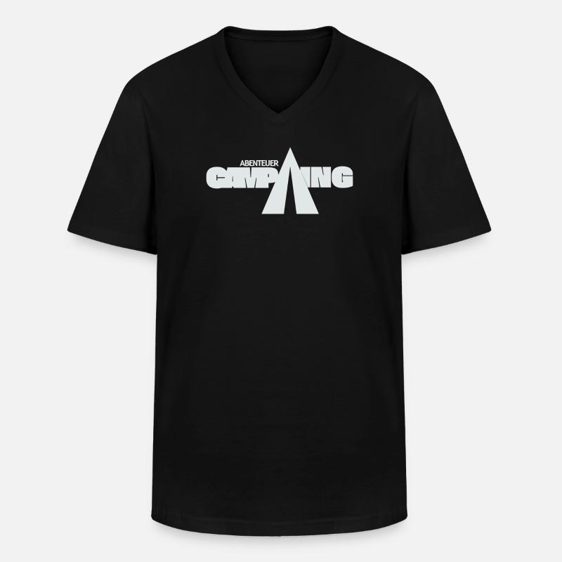Abenteuer Camping - Männer-T-Shirt mit V-Ausschnitt - Schwarz