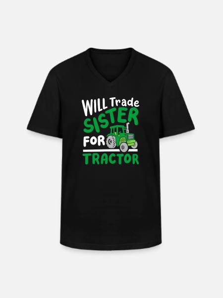 Traktor Schwester Landwirtschaft - Männer-T-Shirt mit V-Ausschnitt - Schwarz