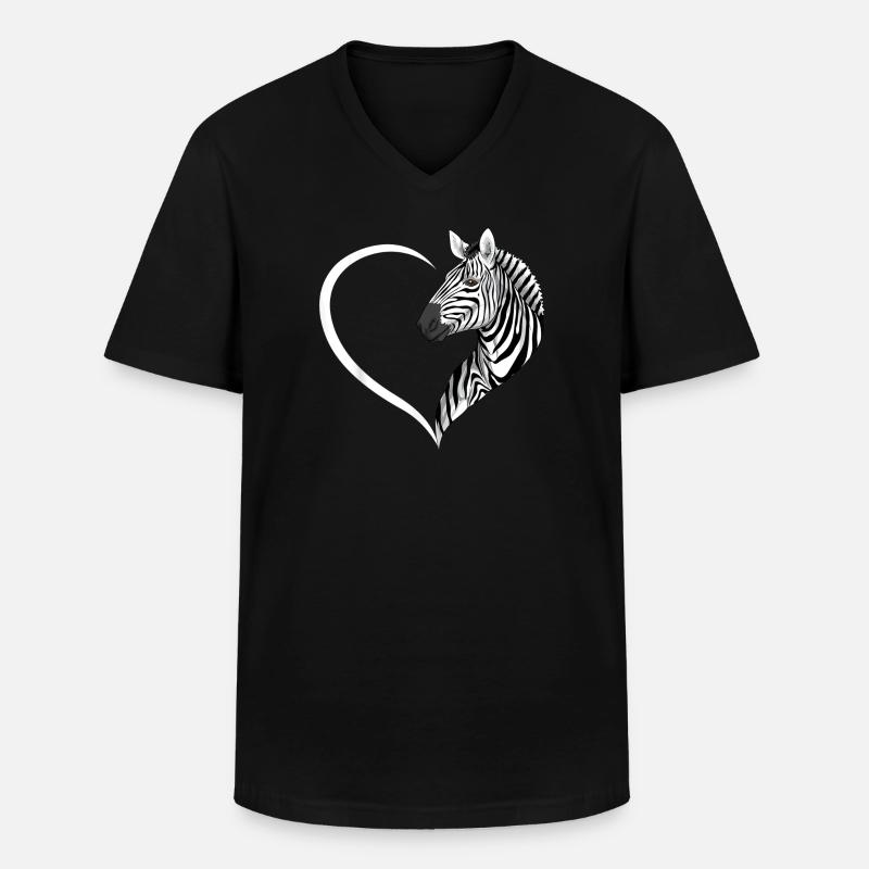 Zebra Herz Silhouette - Männer-T-Shirt mit V-Ausschnitt - Schwarz