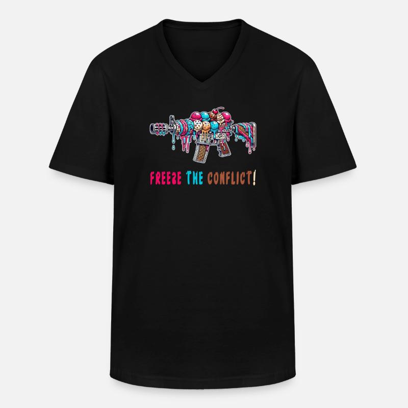 Konflikt eingefrieren Eiscreme - Männer-T-Shirt mit V-Ausschnitt - Schwarz