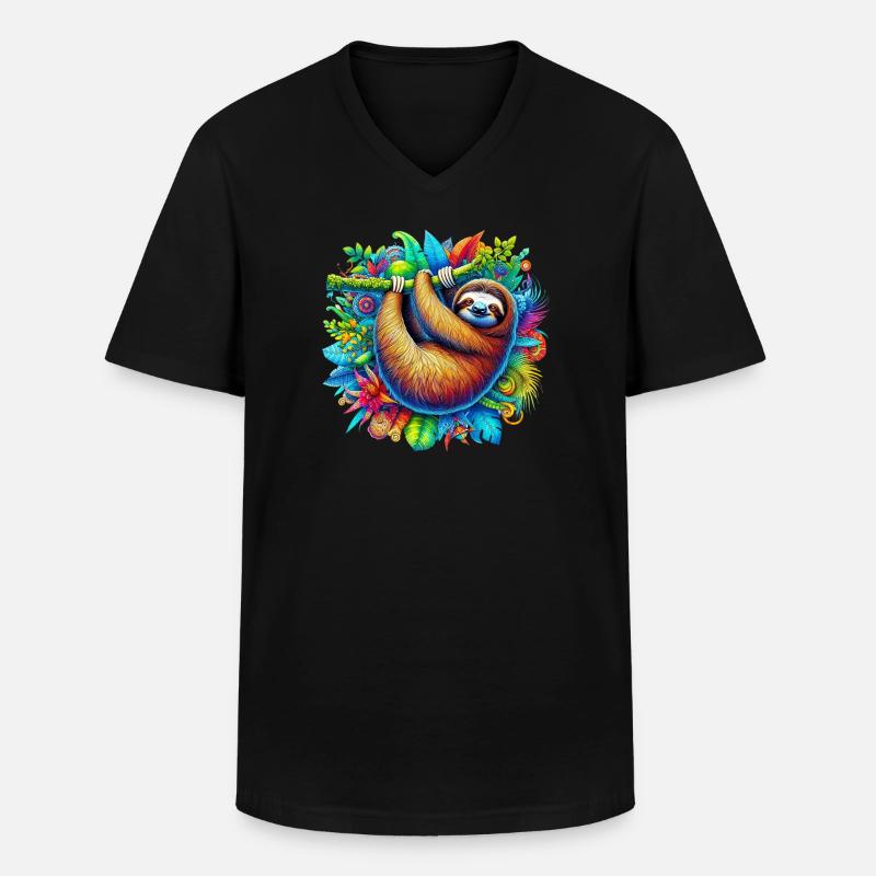 Faultier - Männer-T-Shirt mit V-Ausschnitt - Schwarz