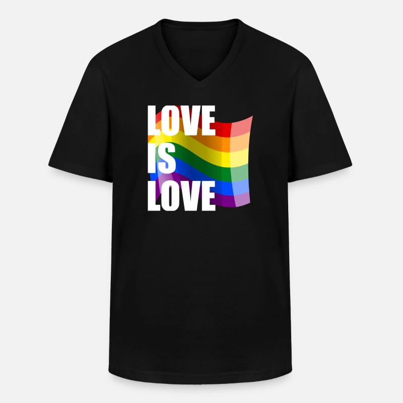 Regenbogen Liebe Wellen-Design - Männer-T-Shirt mit V-Ausschnitt - Schwarz