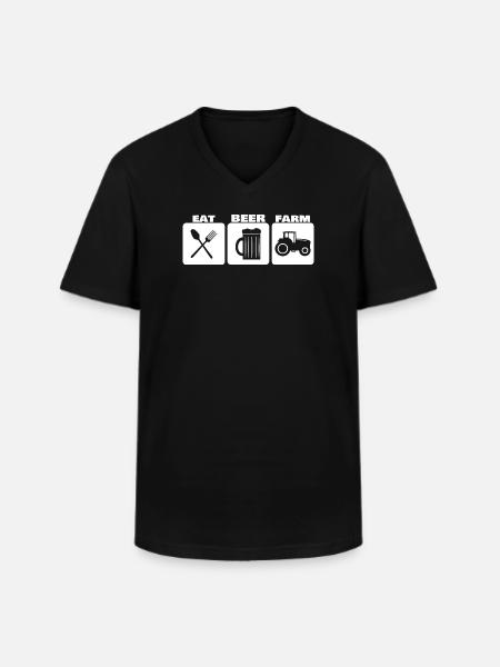 EAT, DRINK, FARM ... farmer basic needs - Men's V-Neck T-Shirt - black