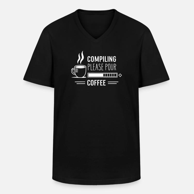 Programmers generate code from coffee - Men's V-Neck T-Shirt - black