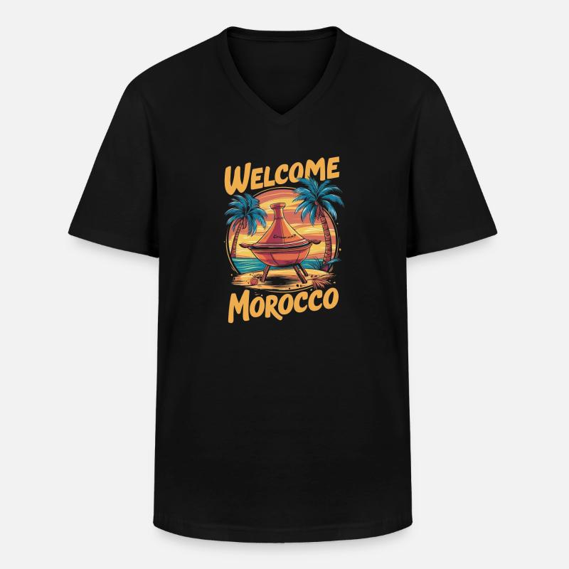 Willkommen bei Morocco Dreamfire - Männer-T-Shirt mit V-Ausschnitt - Schwarz