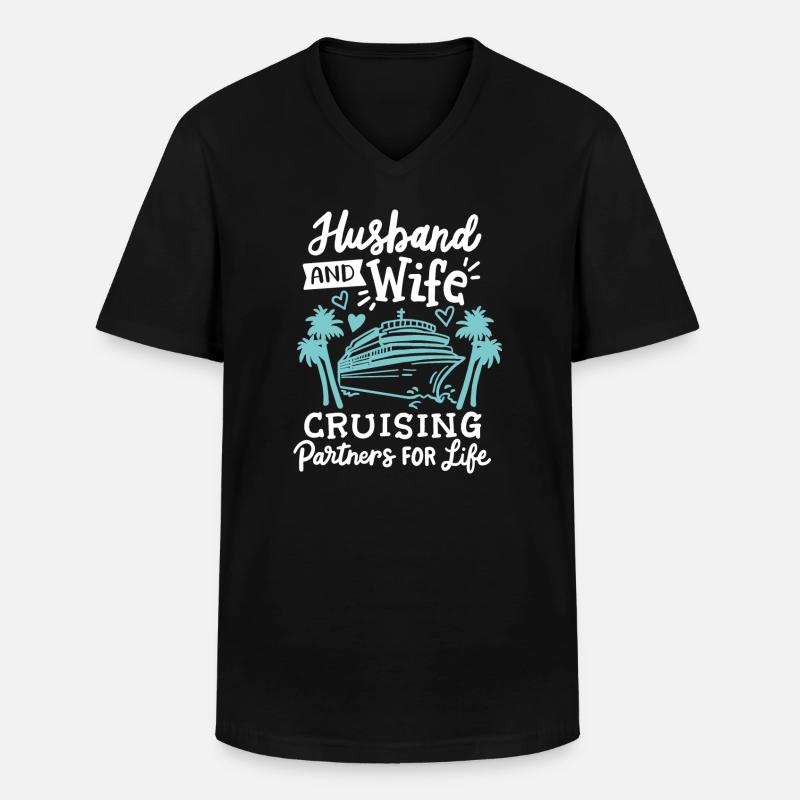 Ehemann Ehefrau Kreuzfahrt Urlaub - Männer-T-Shirt mit V-Ausschnitt - Schwarz