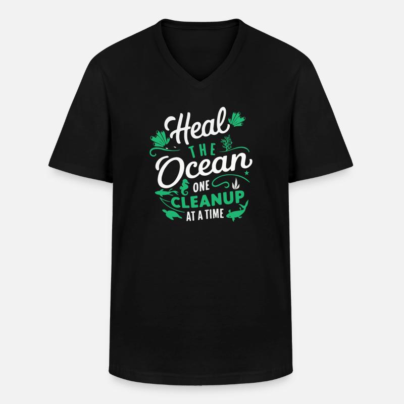 Étape de purification Ocean Save - T-shirt col V Homme - noir