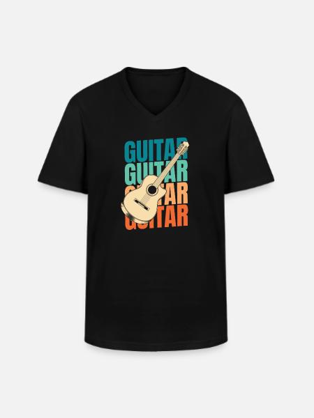 Acoustic Guitar - Men's V-Neck T-Shirt - black
