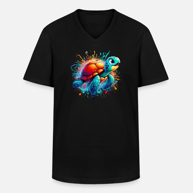Turtle - Men's V-Neck T-Shirt - black