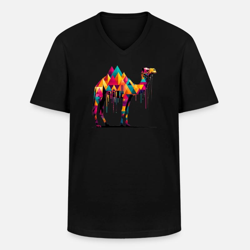 Kamel - Männer-T-Shirt mit V-Ausschnitt - Schwarz