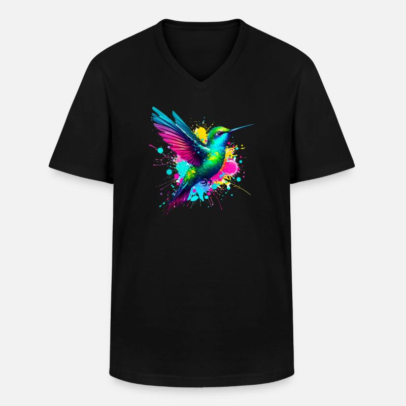 Kolibri - Männer-T-Shirt mit V-Ausschnitt - Schwarz