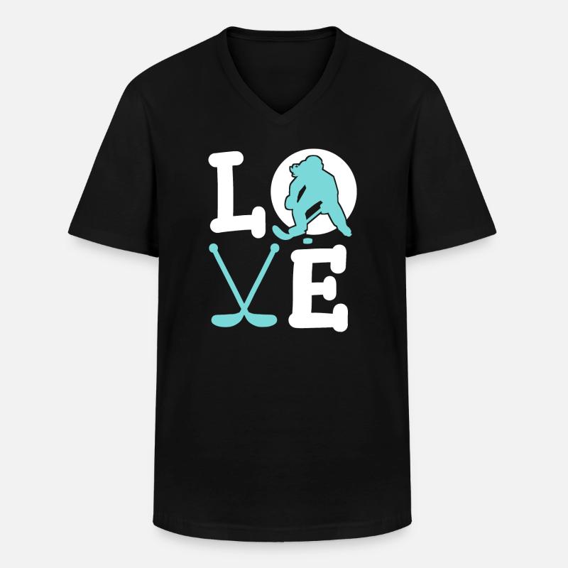 Eishockey Eishockeyspielerin - Männer-T-Shirt mit V-Ausschnitt - Schwarz