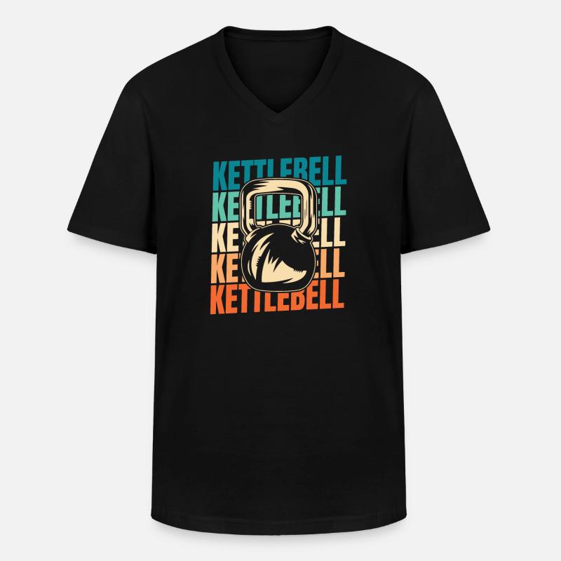 Kettlebell - Männer-T-Shirt mit V-Ausschnitt - Schwarz