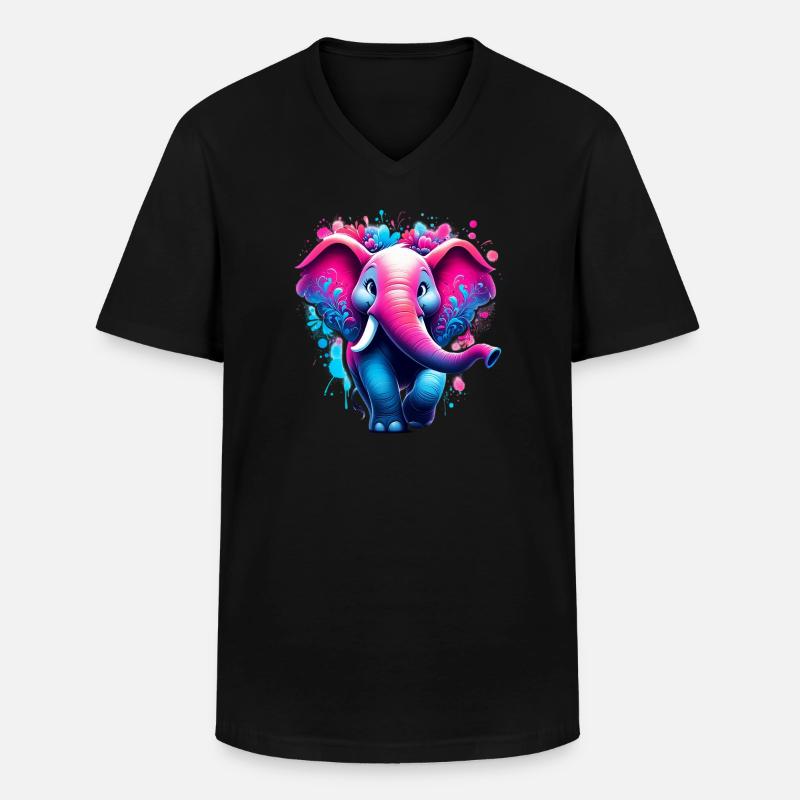 Elefant - Männer-T-Shirt mit V-Ausschnitt - Schwarz