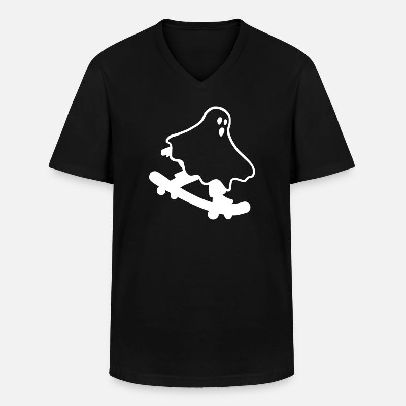 Skateboarding Geist Halloween - Männer-T-Shirt mit V-Ausschnitt - Schwarz