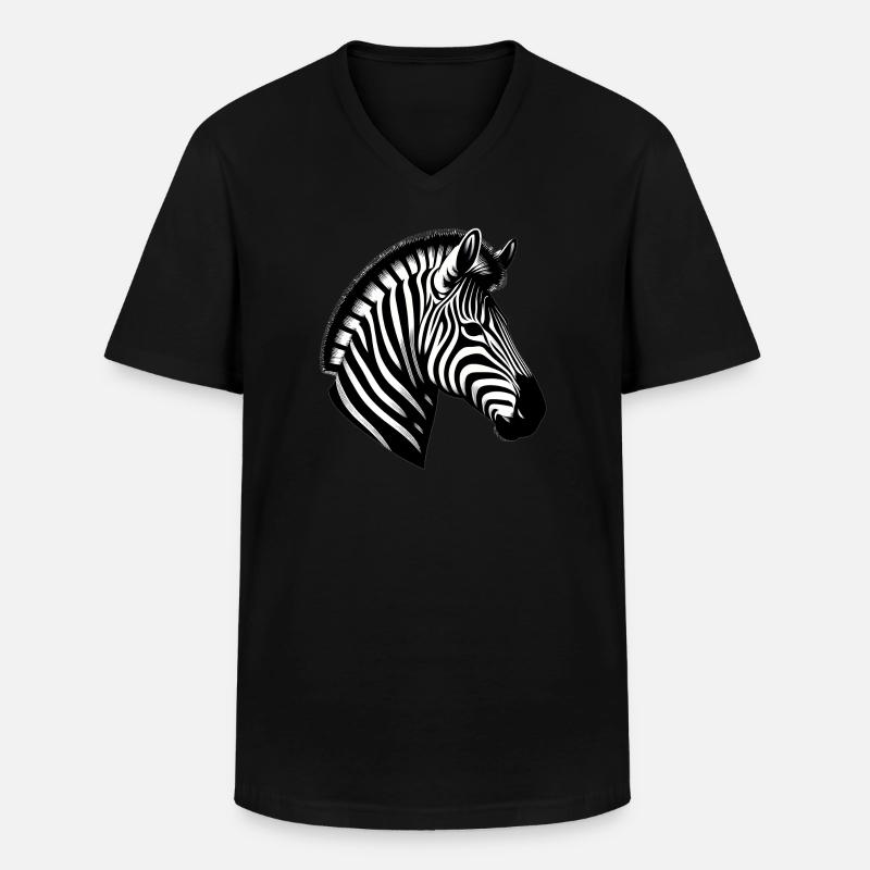 Zebra - Männer-T-Shirt mit V-Ausschnitt - Schwarz