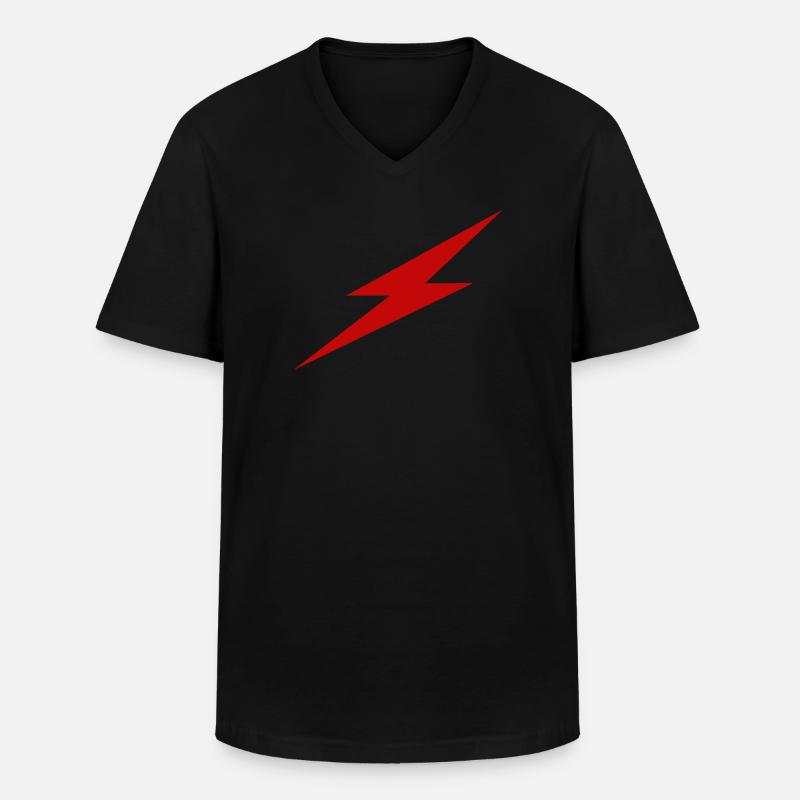 Roter Blitz - Männer-T-Shirt mit V-Ausschnitt - Schwarz