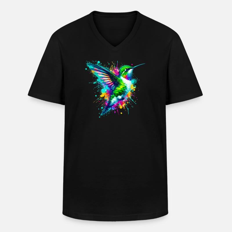 Kolibri - Männer-T-Shirt mit V-Ausschnitt - Schwarz