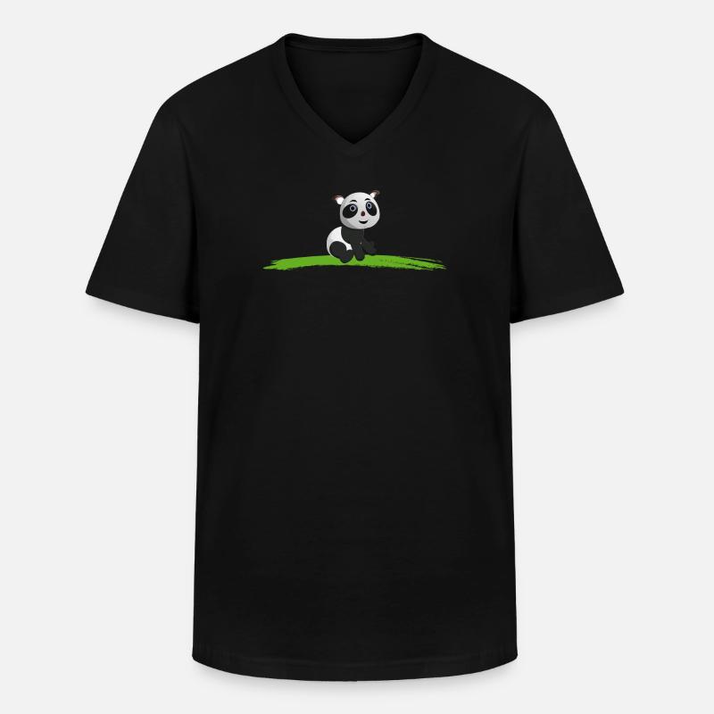 PANDA Baer - Männer-T-Shirt mit V-Ausschnitt - Schwarz