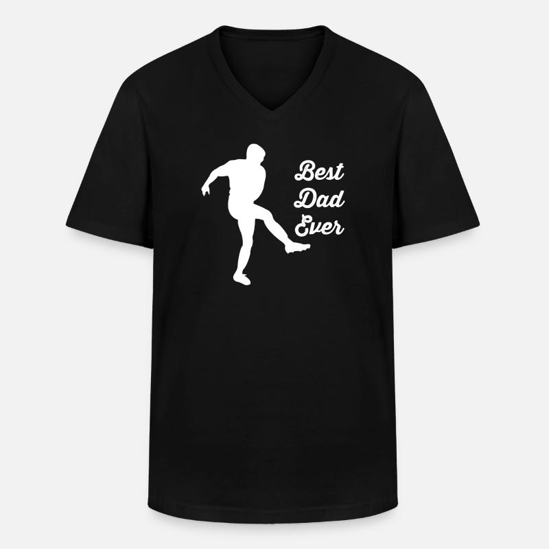Fußball - Männer-T-Shirt mit V-Ausschnitt - Schwarz