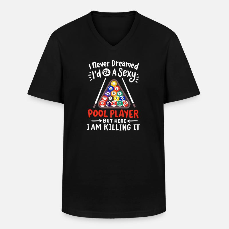 Billard Billardspielerin - Männer-T-Shirt mit V-Ausschnitt - Schwarz
