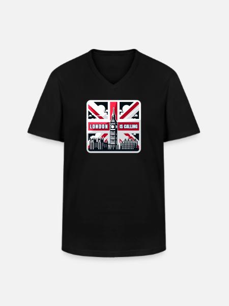 London is Calling - Männer-T-Shirt mit V-Ausschnitt - Schwarz