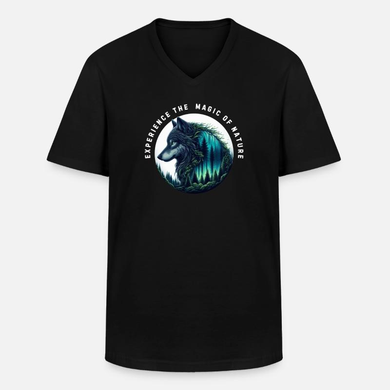 Die Magie der Wolfsnatur - Männer-T-Shirt mit V-Ausschnitt - Schwarz