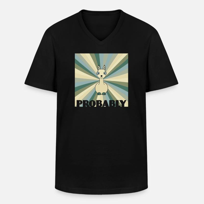 Alpaka - Männer-T-Shirt mit V-Ausschnitt - Schwarz