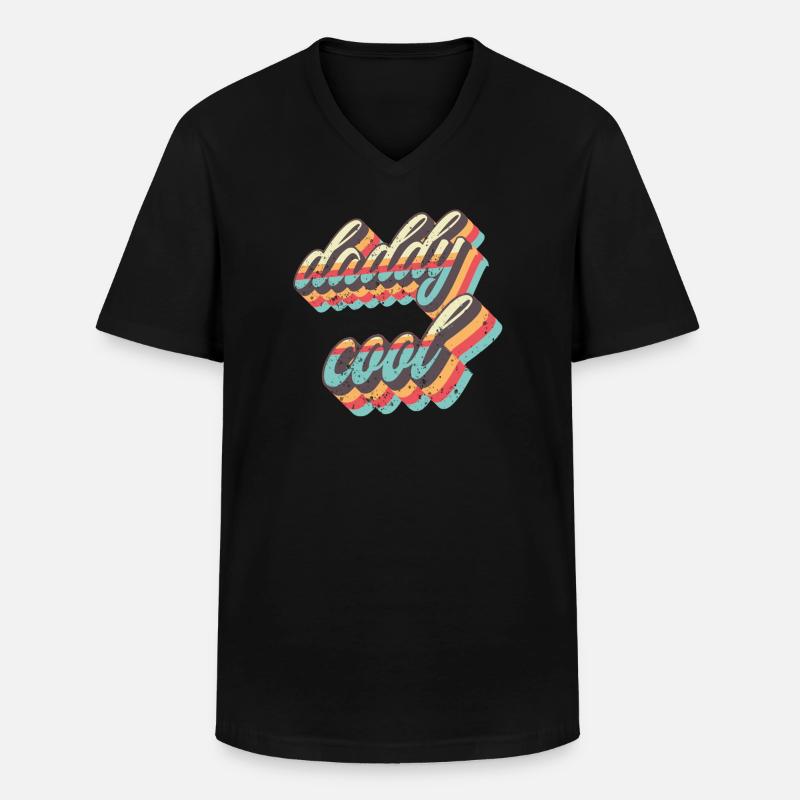 Daddy Cool Retro Straps - Männer-T-Shirt mit V-Ausschnitt - Schwarz