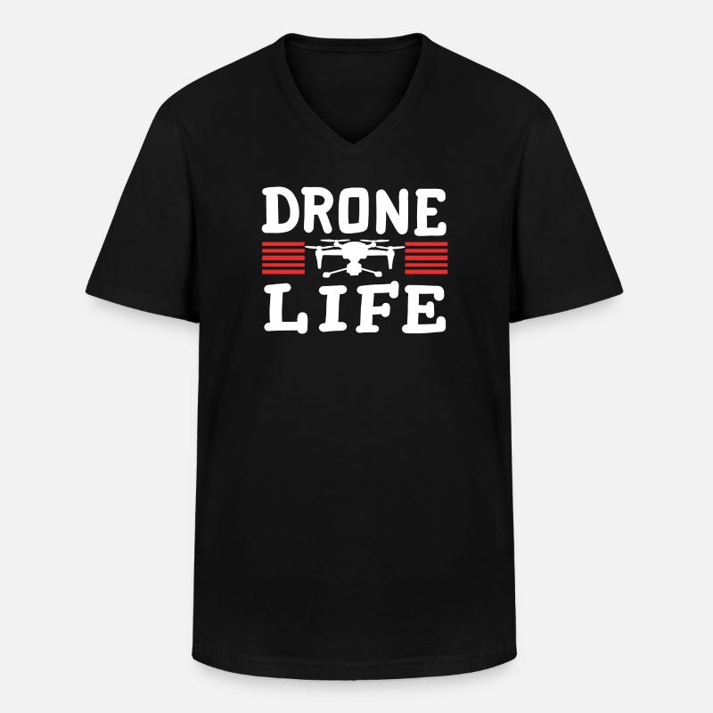Drohnenpilot RC FPV Quadrocopter - Männer-T-Shirt mit V-Ausschnitt - Schwarz