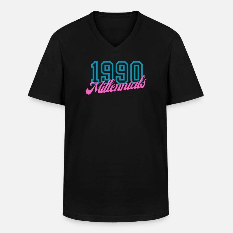 Retro 1990 Millennial Digitaler Stil Design - Männer-T-Shirt mit V-Ausschnitt - Schwarz